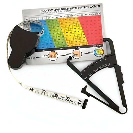 Body Fat Measurement Kit - ABS Handheld Fat Caliper & Tape Measure Combo