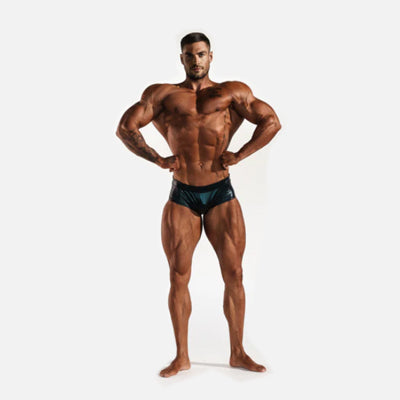 شورت كلاسيكي للياقة البدنية (بطول 15 سم) من IFBB وELITE PRO وSAKFST - أسود لامع